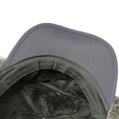 Supplex Fitted Trapper Hat Blue One Size Ear Flap Chin Strap Faux Fur