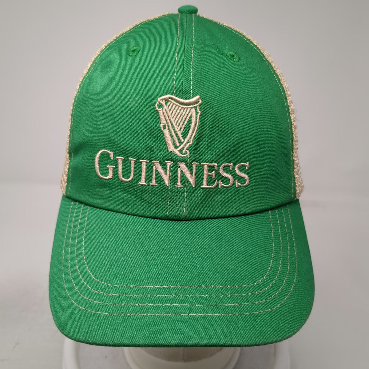 Guinness Trucker Hat Green One Size Embroidered Harp Logo Mesh Back Snapback