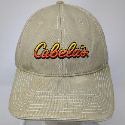 Cabela's Baseball Cap Beige One Size Contrast Stitching Slideback Hat Embroidery