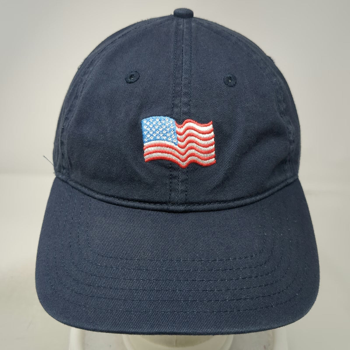 Baseball Cap Blue One Size Embroidered American Flag Slideback Curved Brim Hat