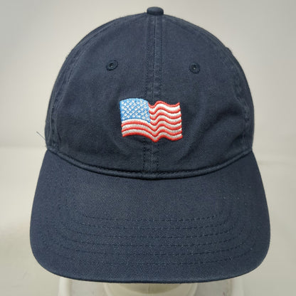 Baseball Cap Blue One Size Embroidered American Flag Slideback Curved Brim Hat