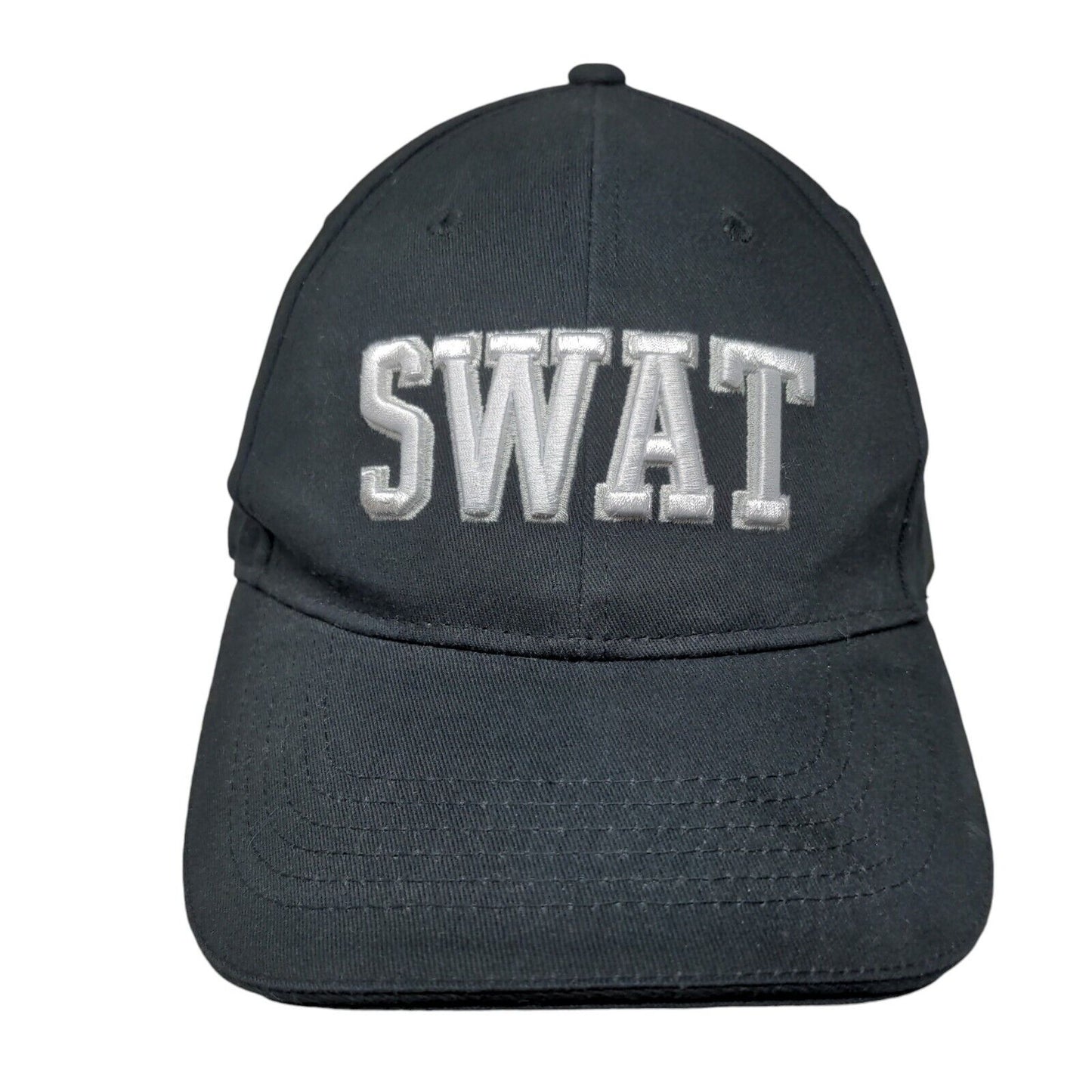SWAT Costume Strapback Hat Black One Size Embroidered Spirit Halloween