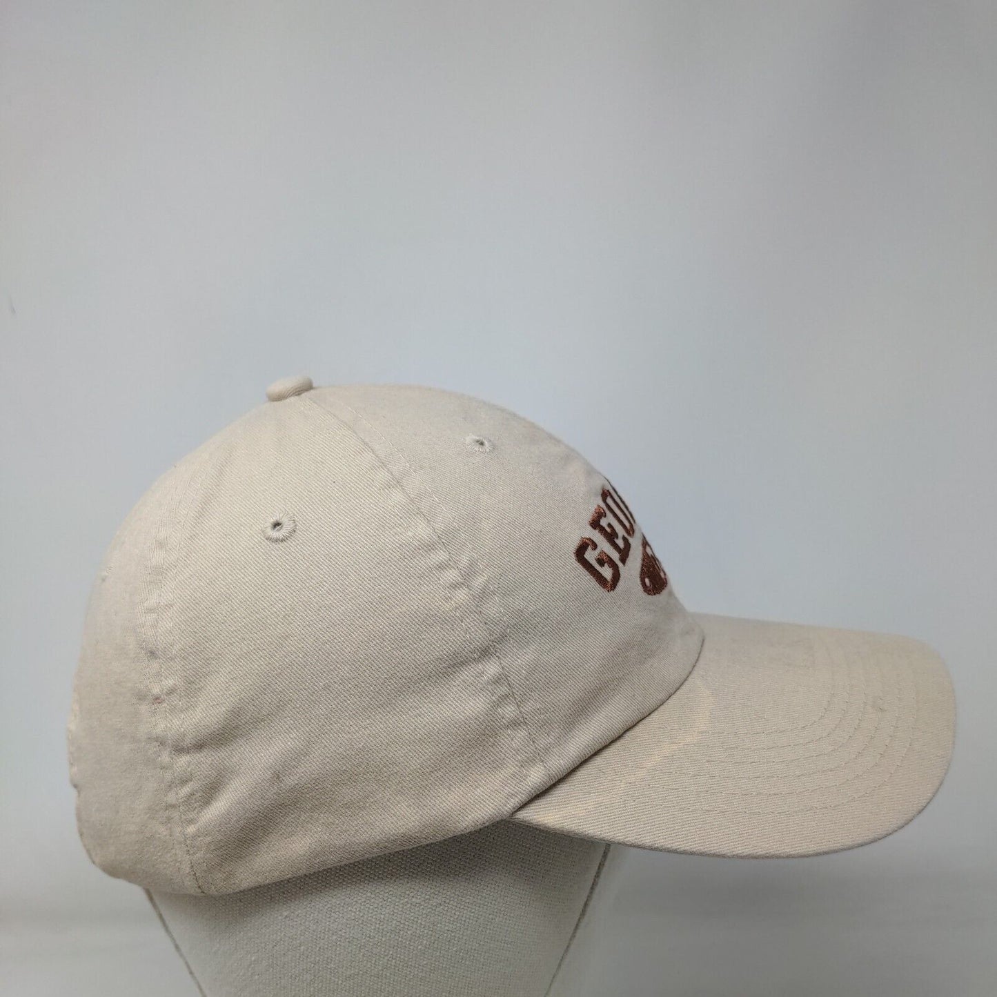 Georgia Slideback Hat Tan One Size Adjustable Solid Embroidered Big X