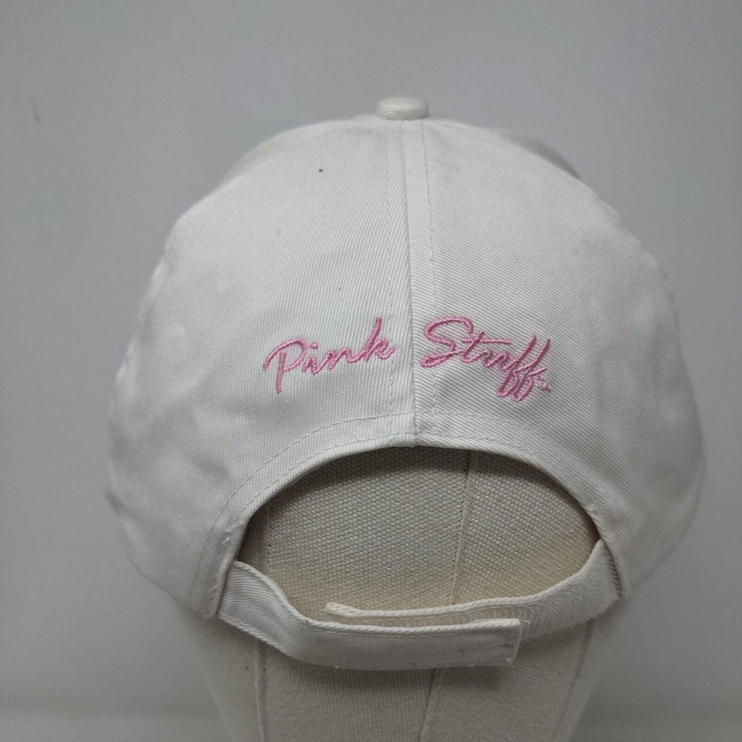 Pink Stuff Women's Strapback Hat White Adjustable Embroidered Logo Cotton