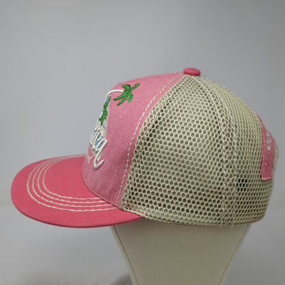 Pura Vida Adventure Costa Rica Trucker Hat Pink OSFM Snapback Mesh Palm Trees