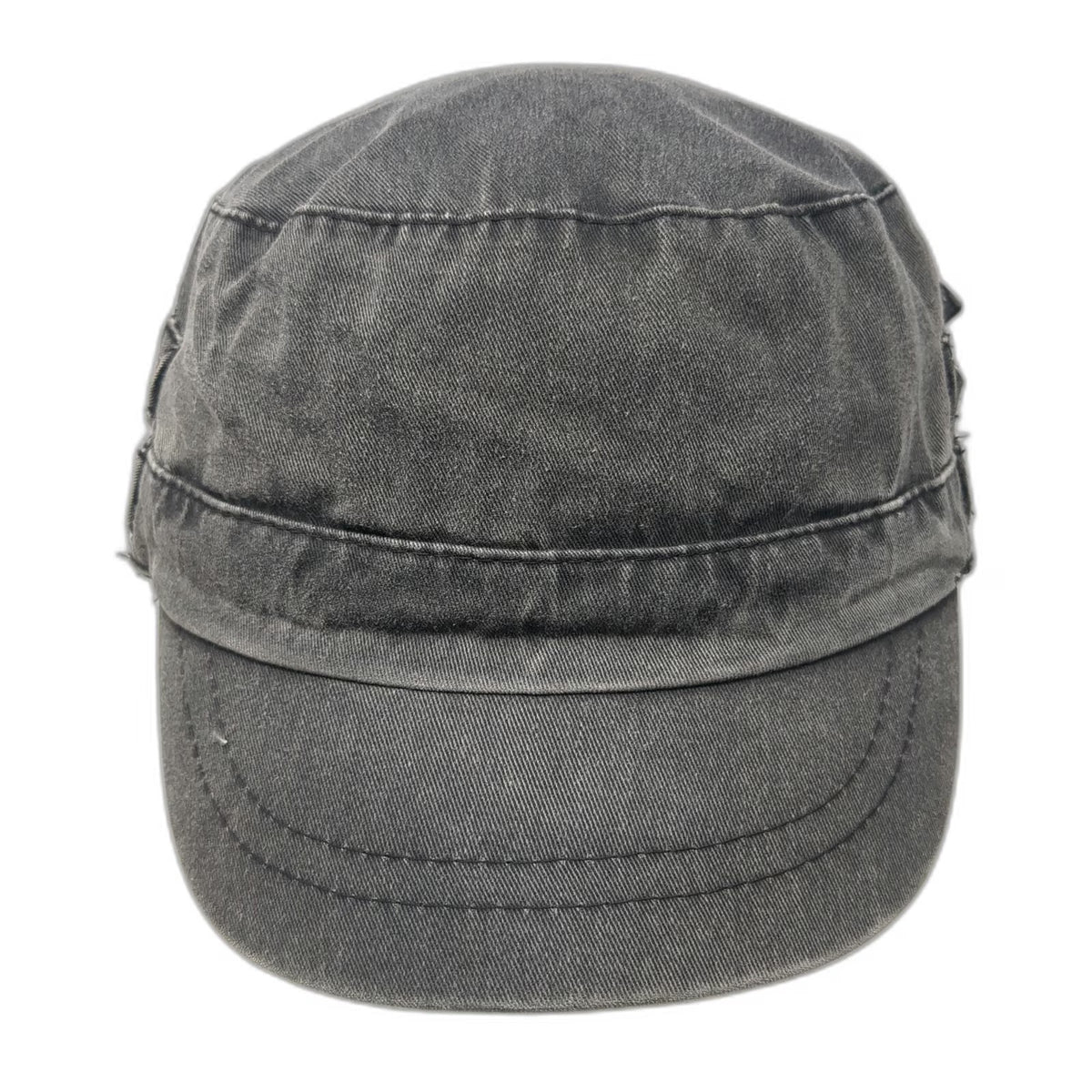 Army Cap Gray One Size Side Buckles Elastic Back Faded Cotton Military Hat