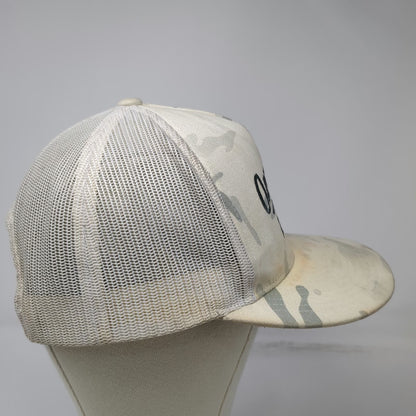 Armadillo Hat Co. Trucker White Gray One Size Camo Mesh Snapback Feather Logo