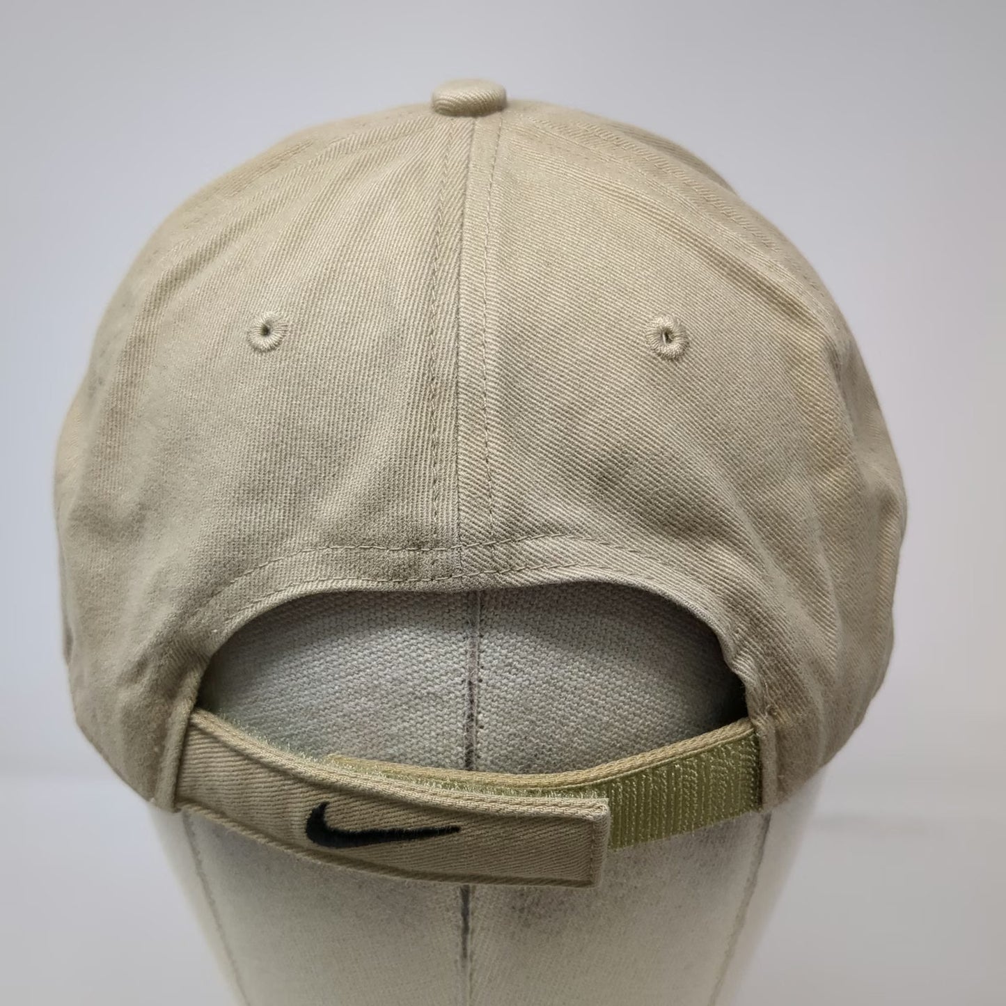 Nike Baseball Cap Beige Black Strapback Embroidered Swoosh Hat Vintage Grey Tag