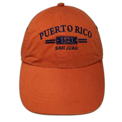 Anvil Baseball Cap Orange One Size Slideback Puerto Rico San Juan Cotton Hat