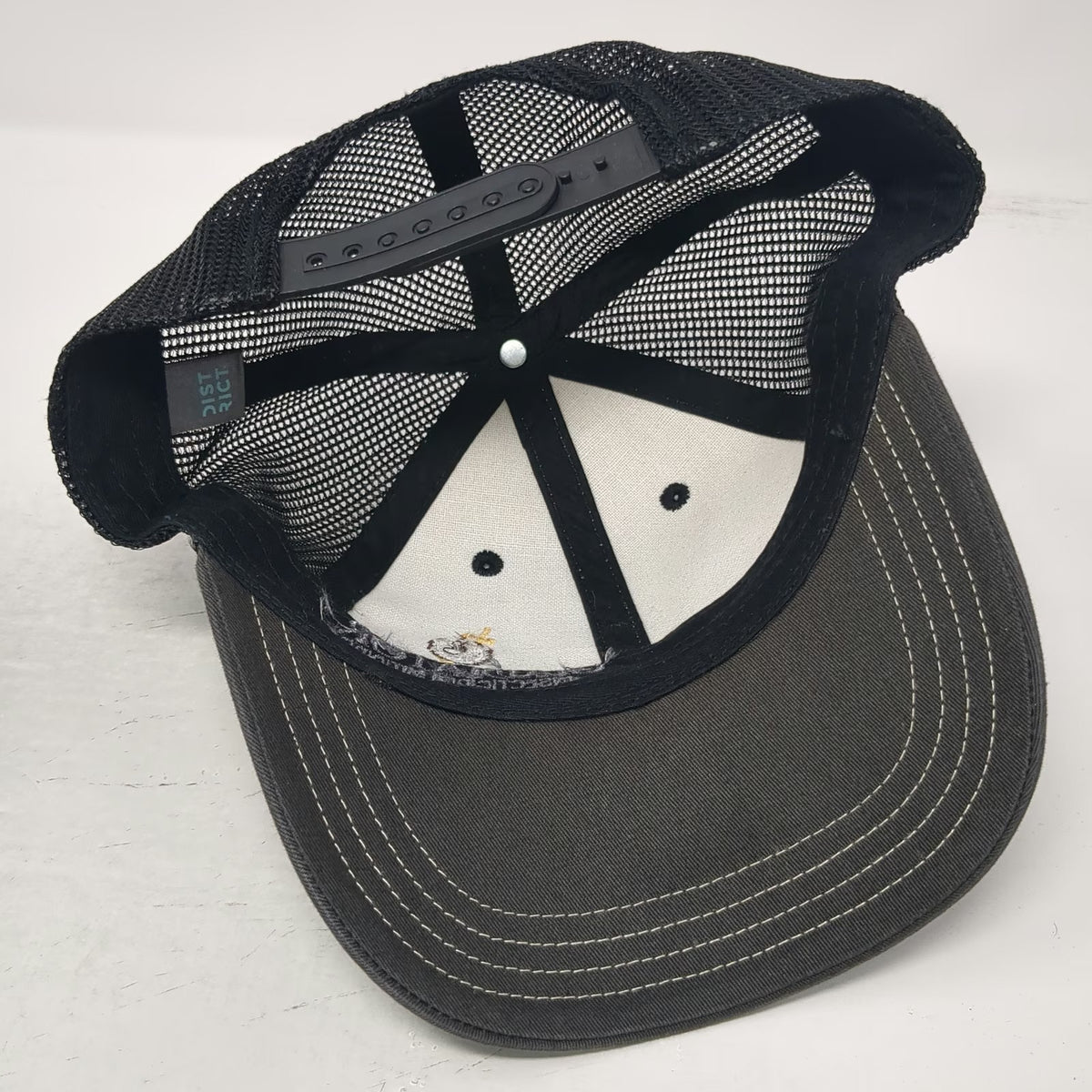District Trucker Hat Beige Black One Size Gladiator Miticide Mesh