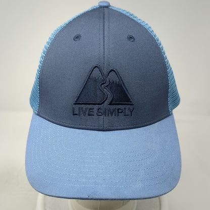 Patagonia Trucker Hat Blue One Size Live Simply Mountain Mesh Snapback Graphic