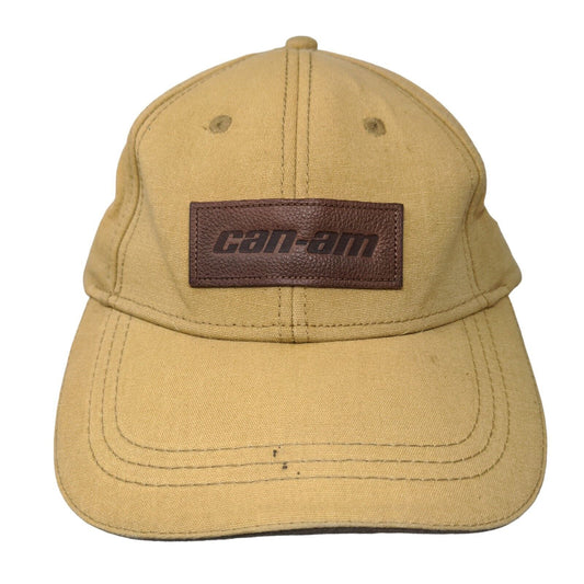 Can-Am Leather Patch Slideback Hat Tan One Size Adjustable 6 Panel BRP