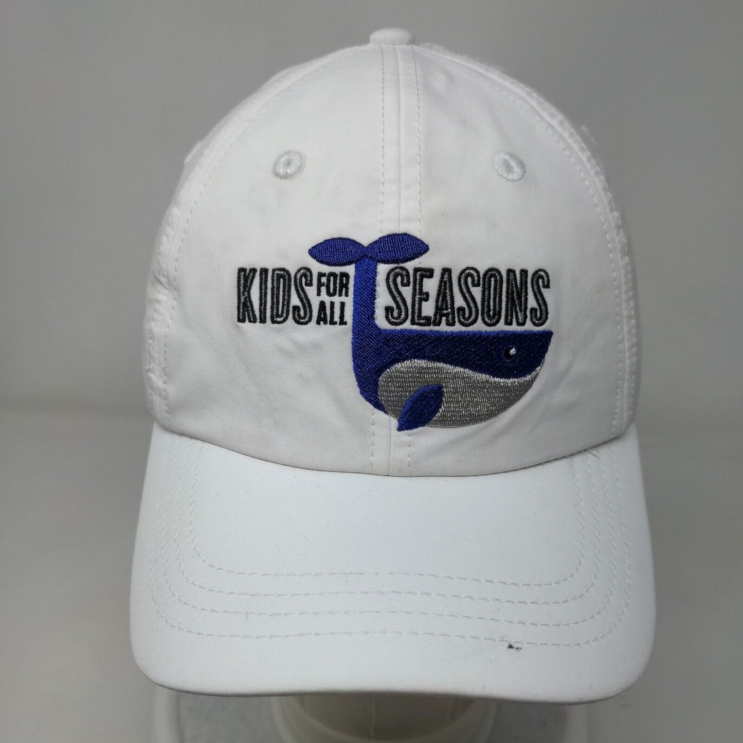 Kids For All Seasons Strapback Hat White One Size Embroidered 6 Panel