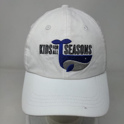 Kids For All Seasons Strapback Hat White One Size Embroidered 6 Panel