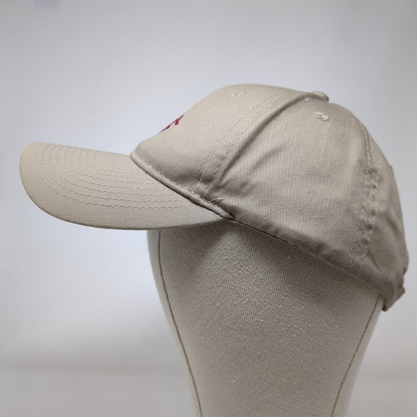 Happy Husky Strapback Hat Tan OSFA Adjustable Embroidered Port & Company Cotton