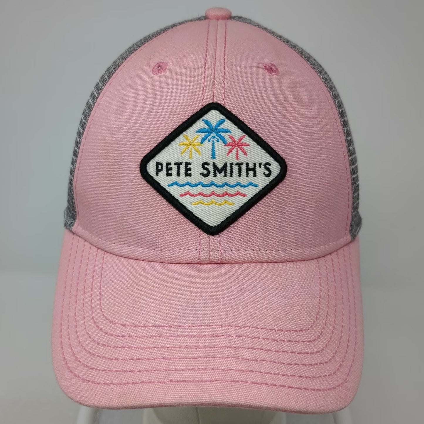 Legacy Trucker Hat Pink One Size Pete Smith's Surf Shop Mesh Patch Palm Trees
