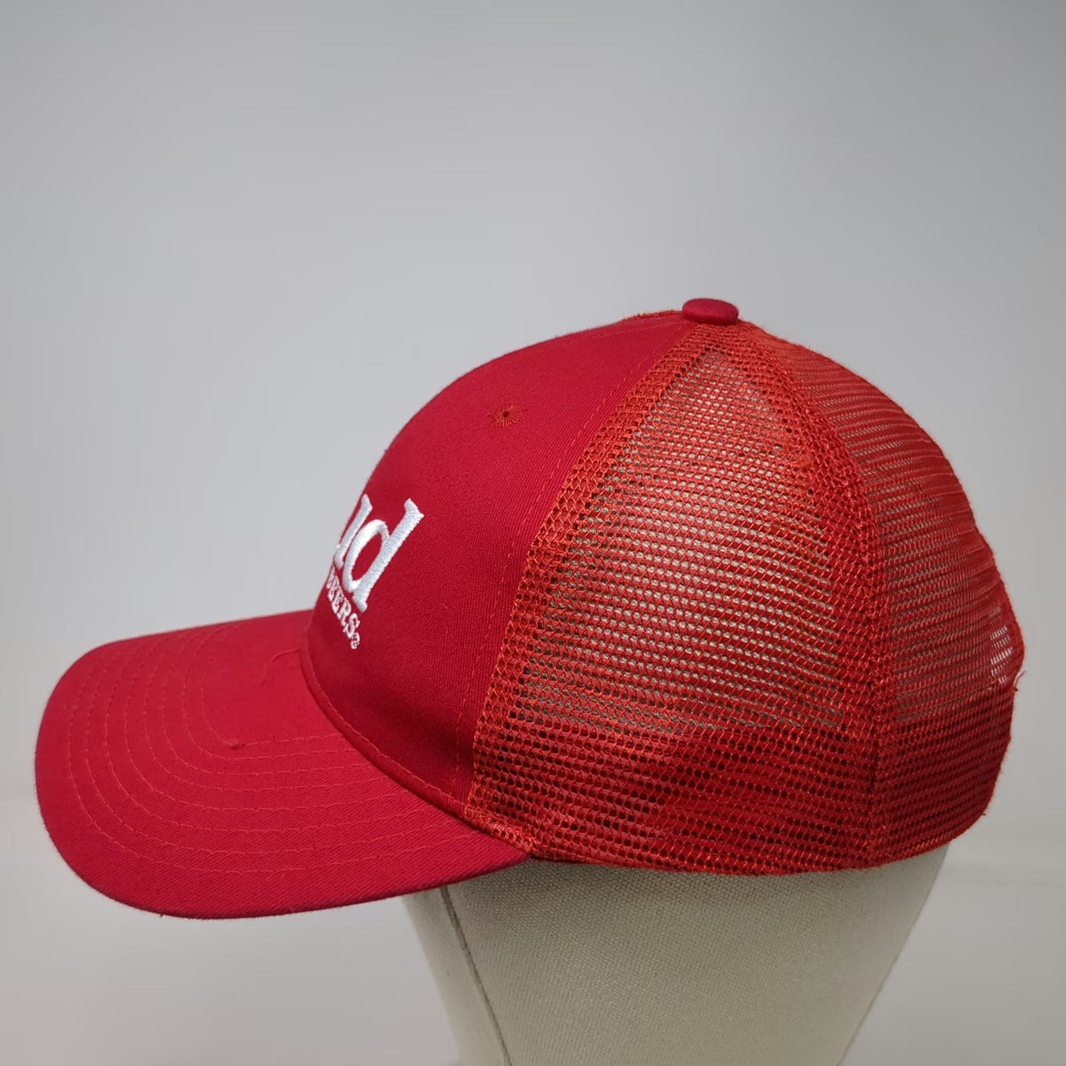 Budweiser Bud King of Beers Trucker Hat Red One Size Mesh Back Snapback Logo