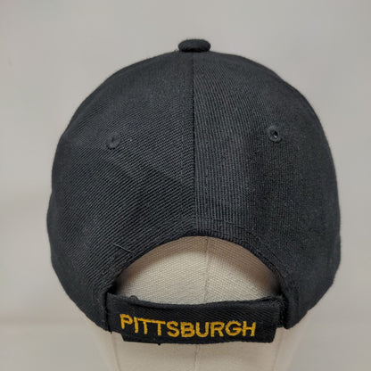 Pittsburgh Strapback Hat Black One Size Embroidered 6 Panel Blue Ocean