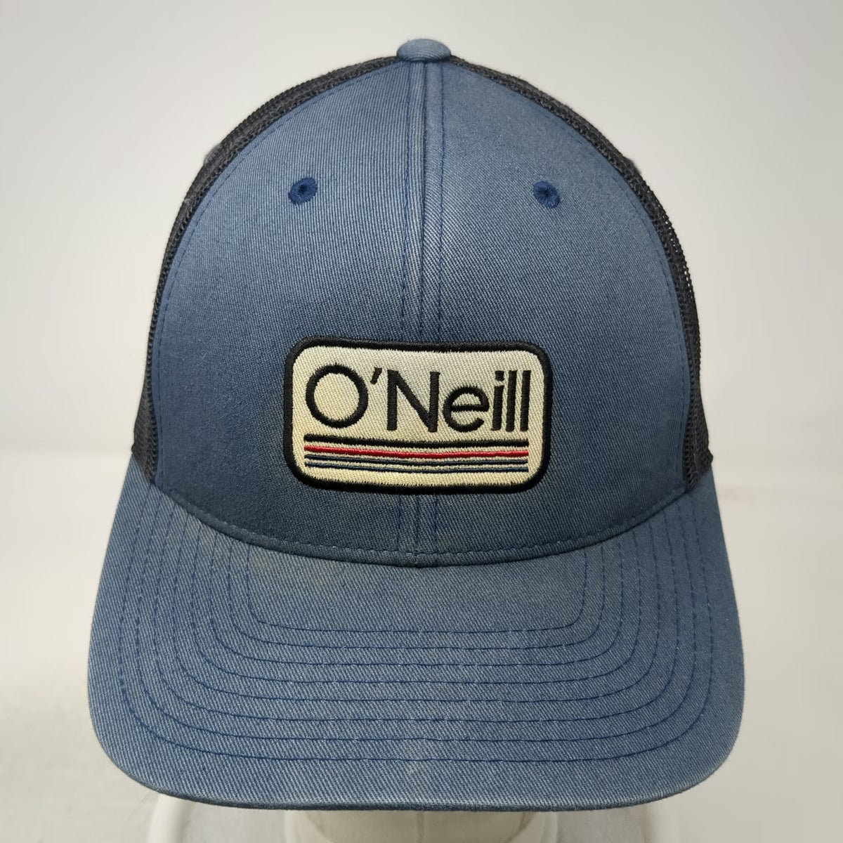 O'Neill Trucker Hat Blue One Size Snapback Mesh Back Logo Patch Curved Brim Surf