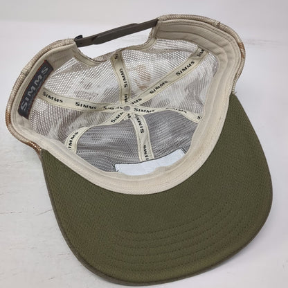 Simms Trucker Hat Green Brown Camo One Size Mesh Snapback Fishing Outdoor Patch