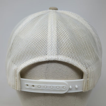 Columbia Trucker Hat Beige One Size Snapback Mesh Forest Patch Logo Structured