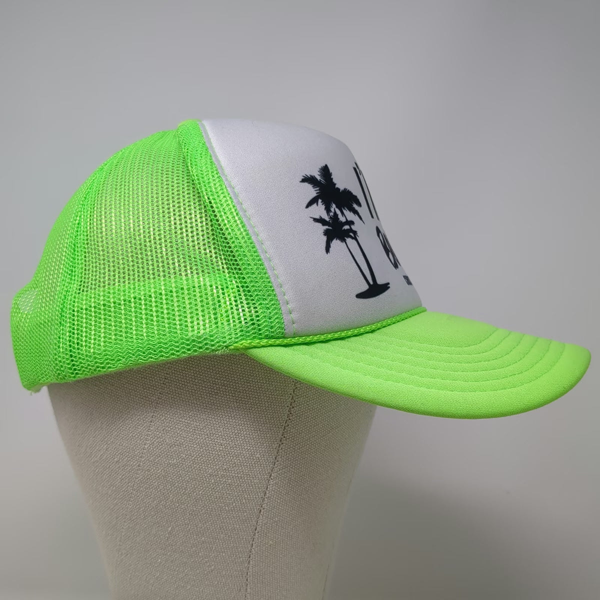 OTTO Trucker Hat Green One Size Mesh Snapback Palm Tree Florida Birthday Party