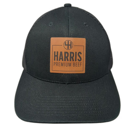 Outdoor Cap Trucker Hat Black OSFM Harris Premium Beef Leather Patch Snapback