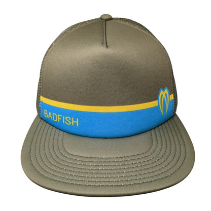 Badfish Snapback Mesh Back Trucker Hat Green One Size Solid Outdoor