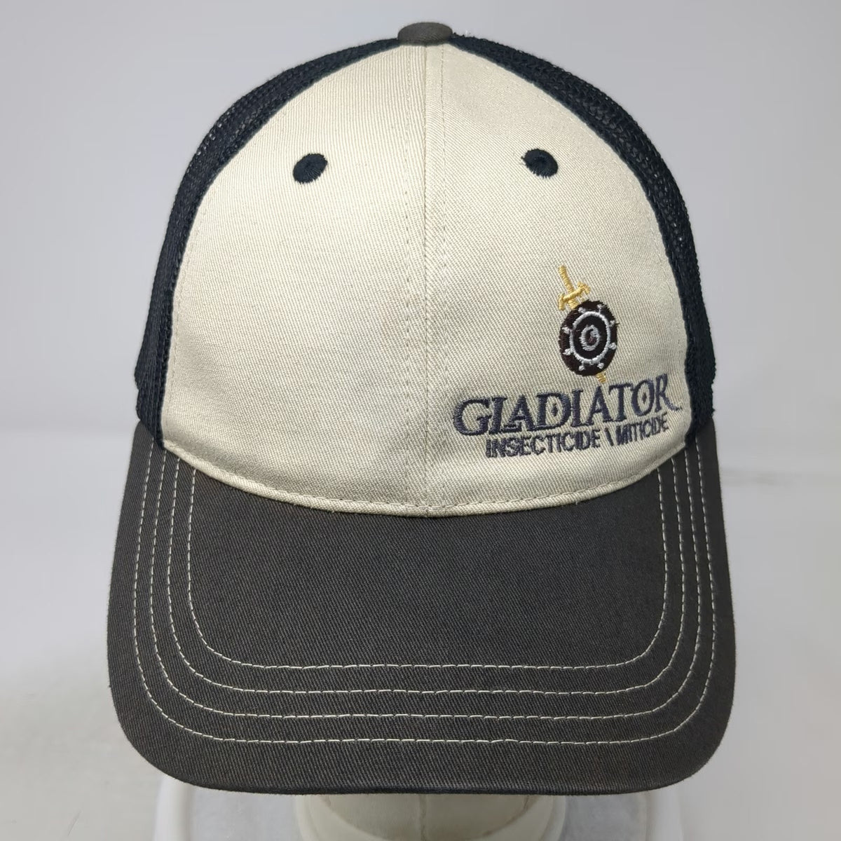 District Trucker Hat Beige Black One Size Gladiator Miticide Mesh