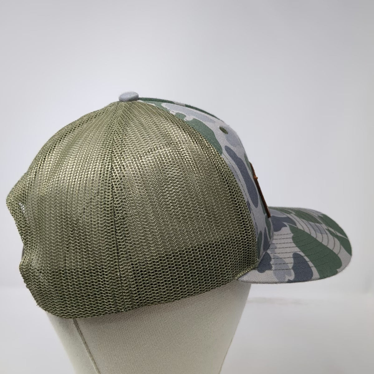 Richardson 112 Trucker Hat Green Camo One Size Mesh Back Snapback Leather Patch