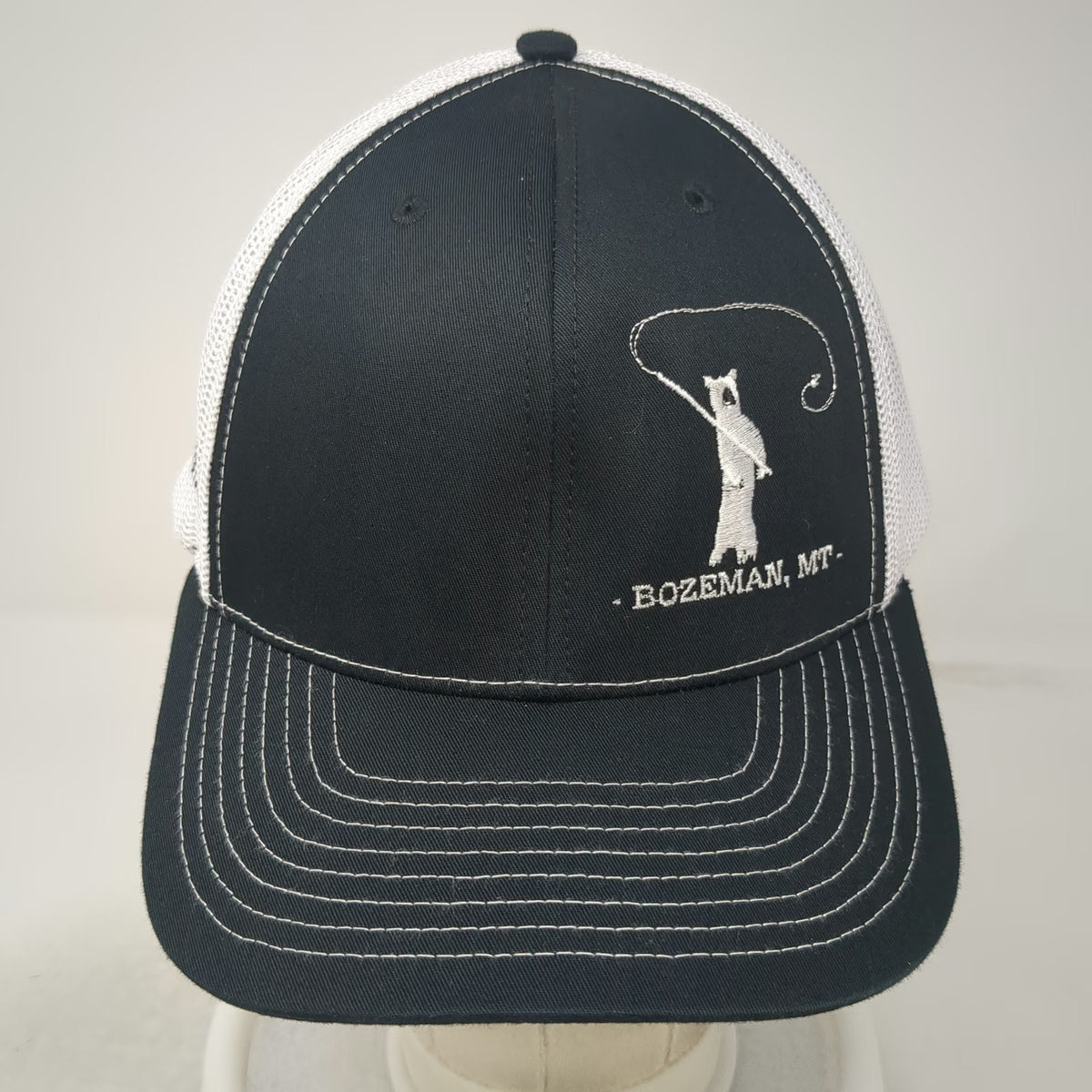 Richardson Trucker Hat Black One Size Bozeman MT Fly Fishing Bear Wild Joes Spot
