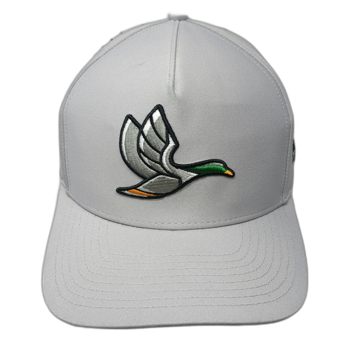 Waggle Trucker Hat Gray One Size Duck Embroidery Perforated Golf Snapback Hat