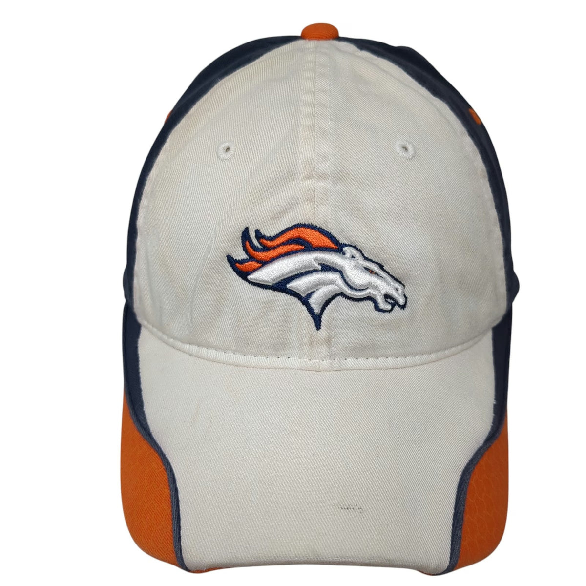 Denver Broncos NFL Reebok Hat Cap White Blue Orange Gray M Flexfit Curved Brim