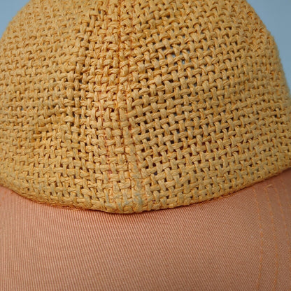 Unbranded Strapback Straw Hat Orange OSFA Adjustable Breathable 6 Panel Blank