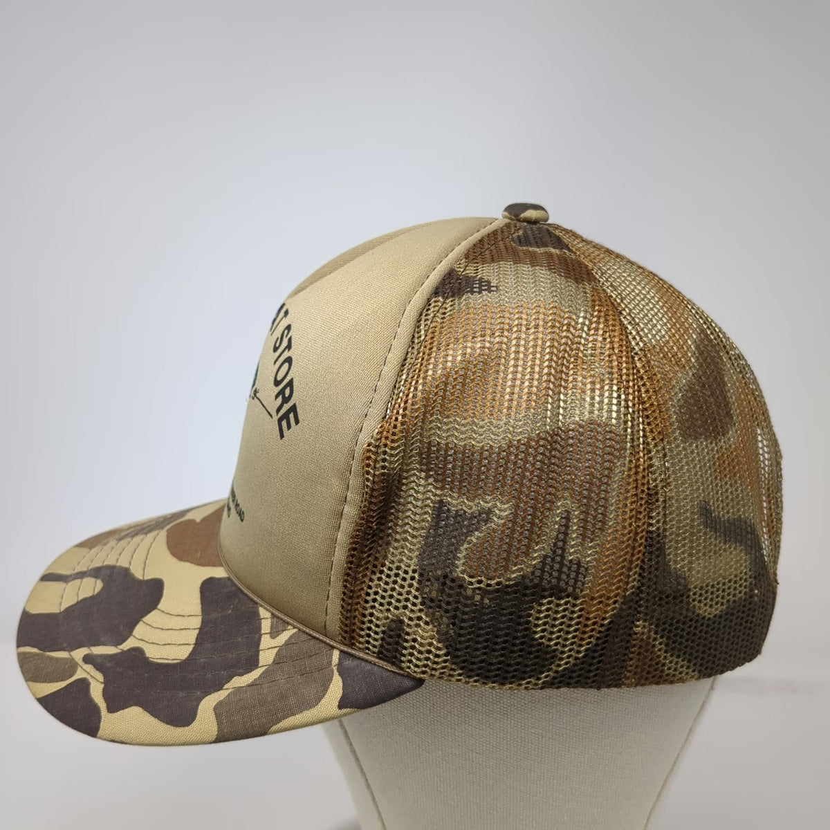 That Hat Trucker Hat Beige One Size Camo Mesh Back Fishing Idaho Store Trout