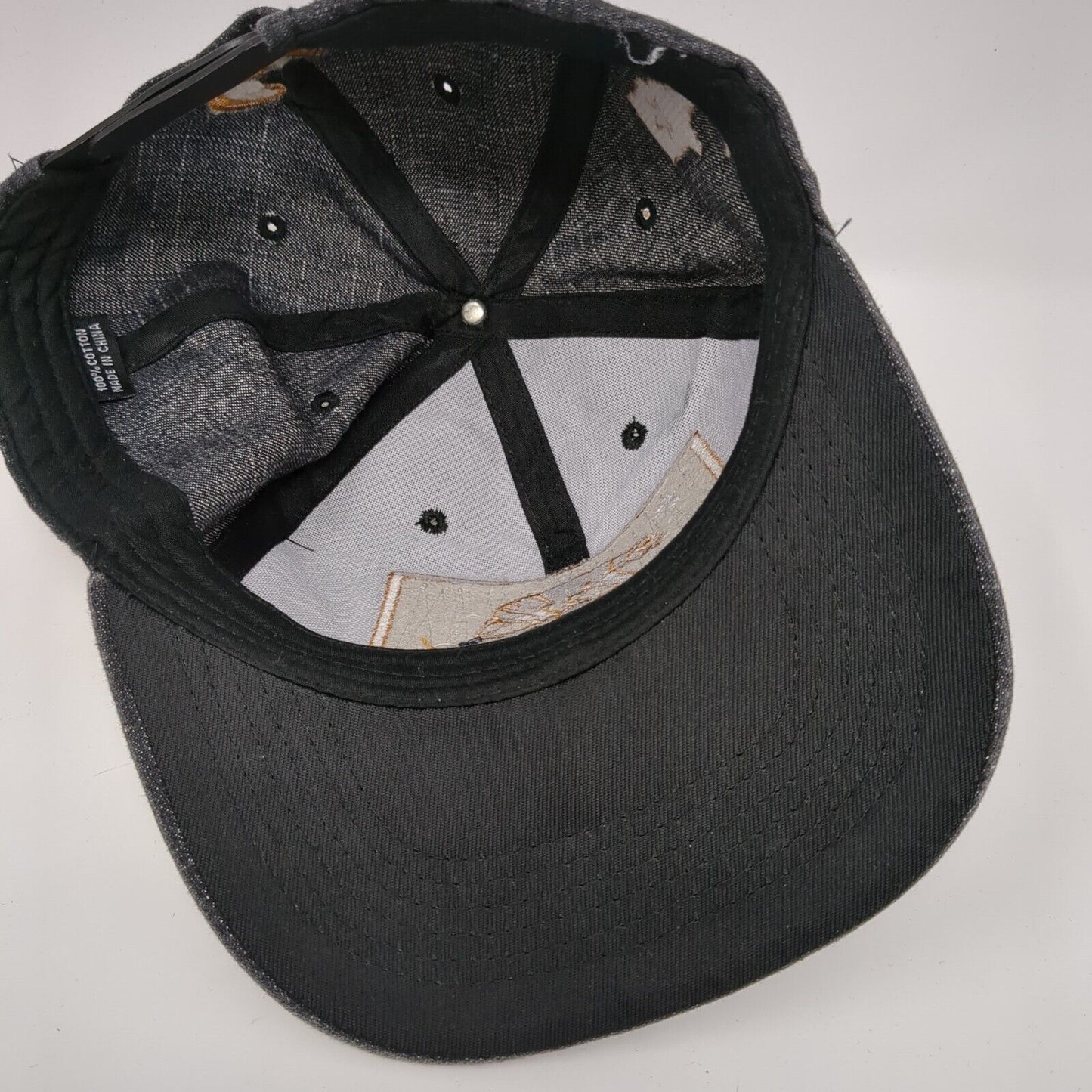 California Republic Bear Snapback Hat Gray One Size Embroidered Denim