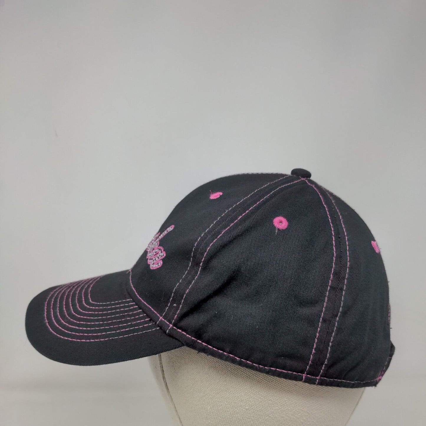 Alaska Strapback Hat Black One Size Embroidered Bling Adjustable