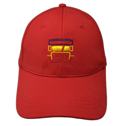 Philippines Jeepney Baseball Cap Red One Size Textured Embroidered Slideback Hat