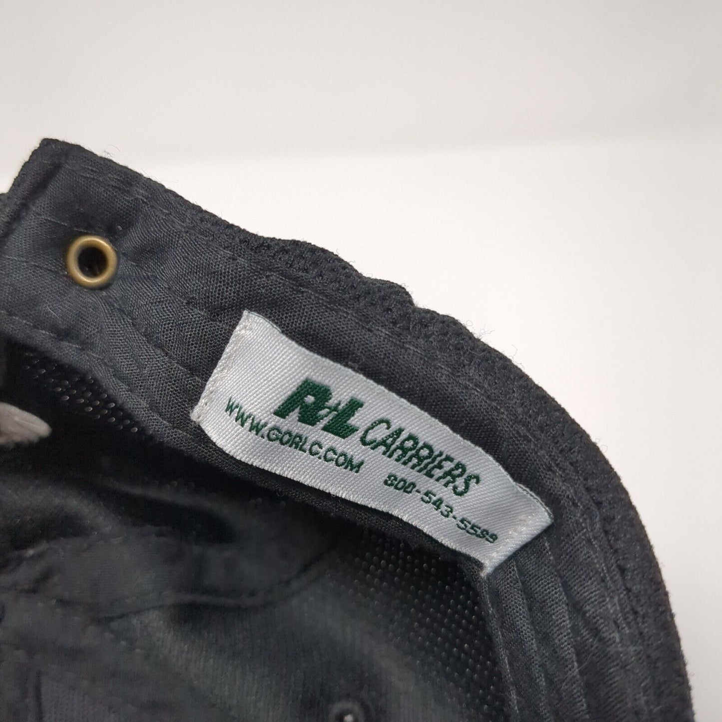 R+L Carriers Racing Slideback Hat Black One Size Adjustable Embroidered Idegy