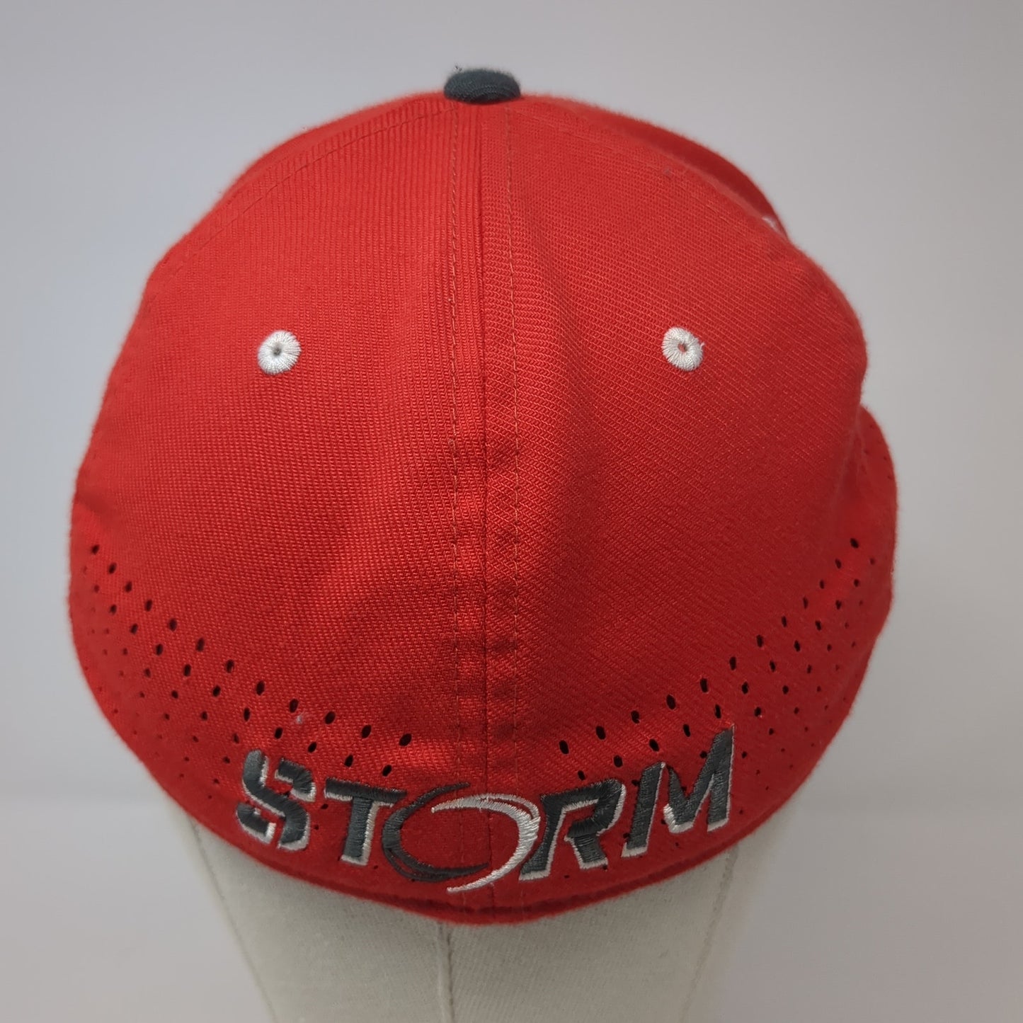 Storm Fitted Hat Red Medium Embroidered Laser Cut Nike True Dri-Fit