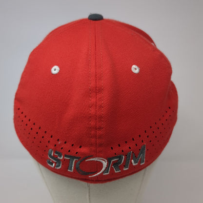 Storm Fitted Hat Red Medium Embroidered Laser Cut Nike True Dri-Fit