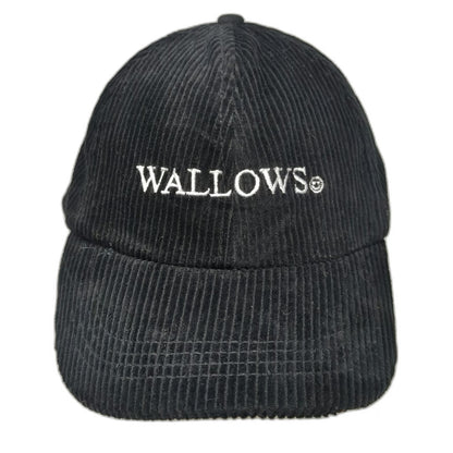 Wallows Black OS Baseball Cap Corduroy Slideback Smiley Face Band Merch Hat