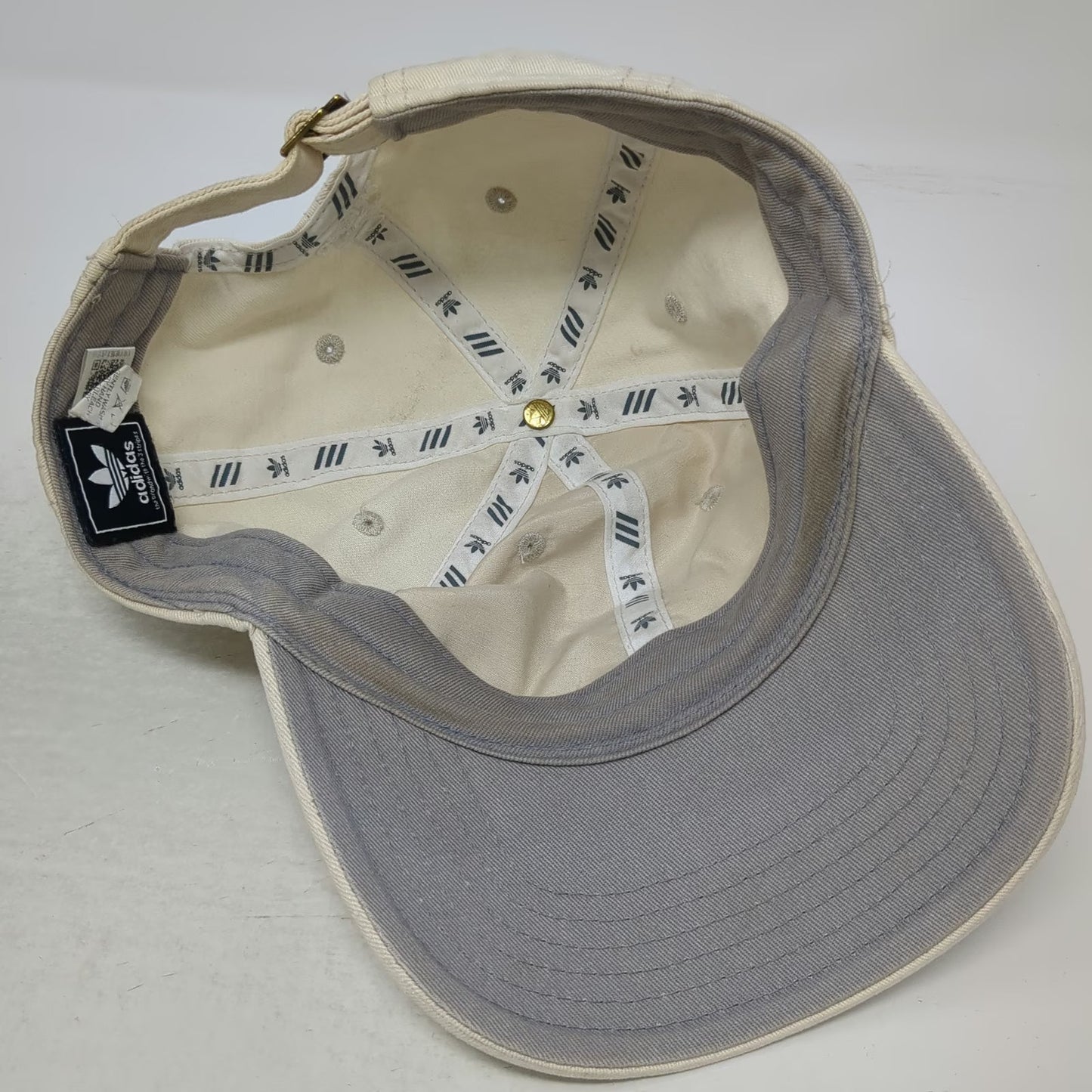 adidas Baseball Cap Beige One Size Trefoil Logo Slideback Cotton 6 Panel Hat