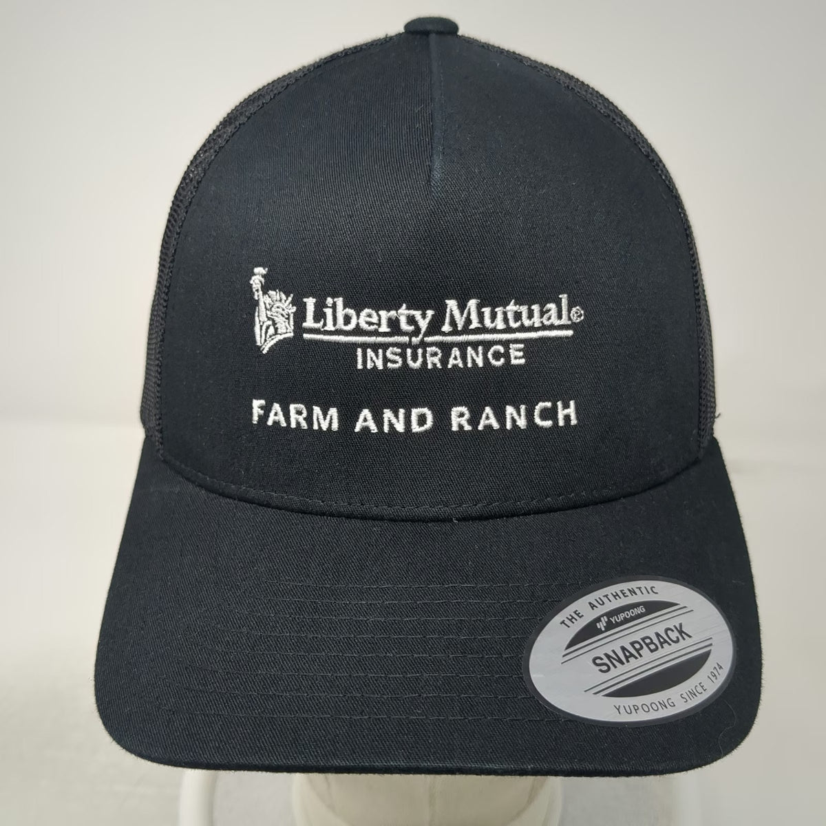 Yupoong Trucker Hat Black One Size Liberty Mutual Insurance Farm Ranch Snapback