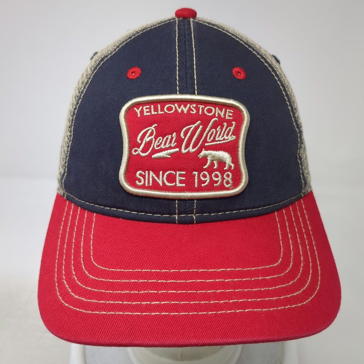 Hat Graphix Yellowstone Bear World Baseball Cap Blue Red Beige One Size Mesh