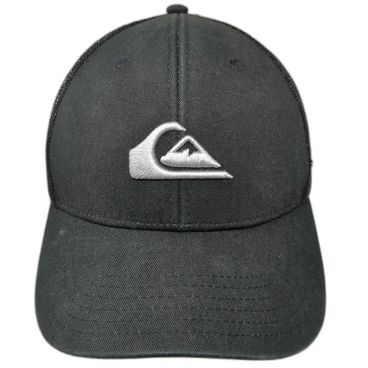 Quiksilver Trucker Hat Black One Size Mesh Snapback Mountain Wave Surf Logo