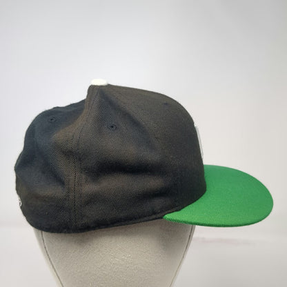 Hurley Baseball Cap Black Green 7 1/4 Fitted Hat Flat Brim Logo Two Tone Wool