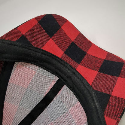 Ashley Stewart Baseball Cap Red Black Plaid One Size Studded Rhinestones Hat