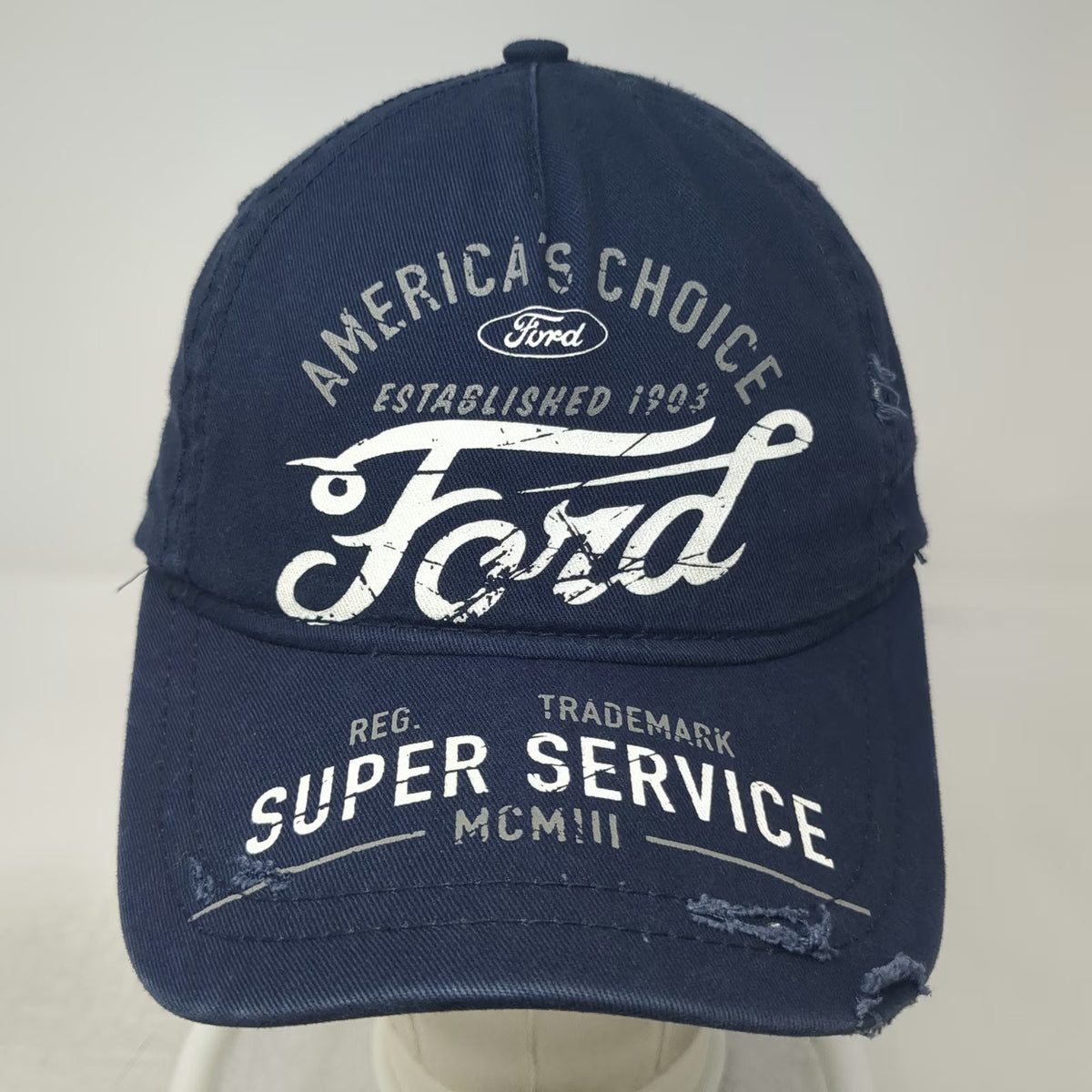 H3 Headwear 5 Panel Blue One Size Ford Super Service Distressed Strapback Hat