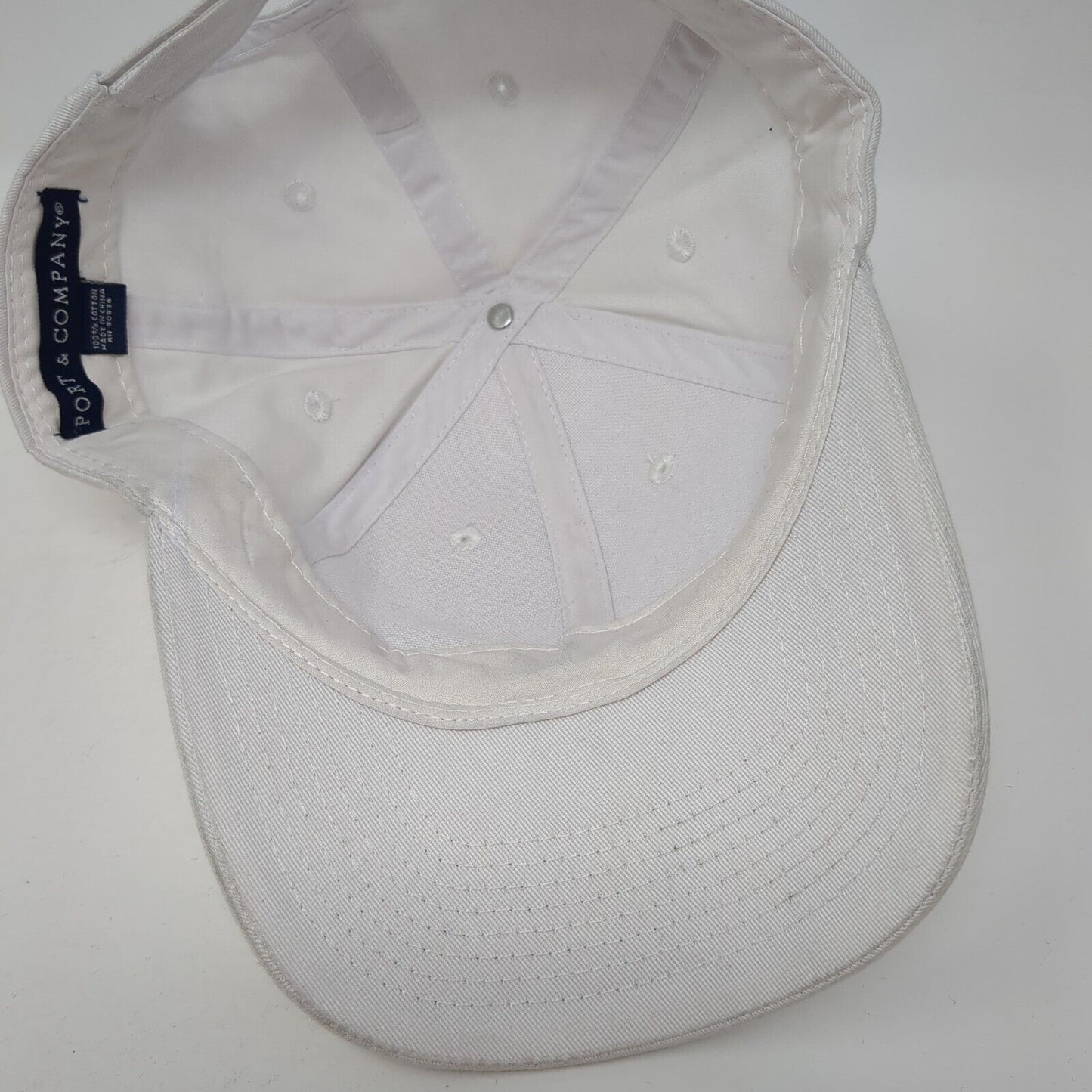 Port & Company Strapback Hat White OS Adjustable Vented Holes 6 Panel Blank